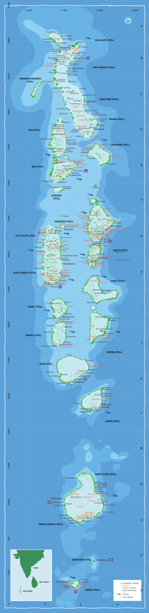 Map Of Maldives Islands And Geographic Location   Maldives Map Detail 500x2048 